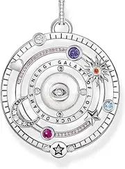 [Thomas Sabo] PE957-473-7 Women's Necklace Pendant Hemisphere with Eye Colourful Stones Blackened 925 Sterling Silver Blackened Cold Enamel, One Size, enamel, Cubic Zirconia