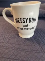 NEW Mud Pie #Slay Coffee Cup Tea Mug Messy Bun Getting Stuff Done Mom Girl Boss
