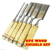 NEW 6PC WOOD CHISELS 1-1/2'' 1-1/4'' 1'' 3/4'' 1/2'' 1/4" CARVING KNIFE CUTTER