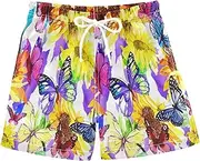 [RPLIFE] Boys Swim Trunks, Anti-Chafe Swim Trunks Boys 2 T, Sunflower Butterflies Butterfly