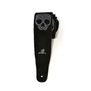 Magma Leathers 2.52" Delux Argentinean Chamois Leather Guitar Strap Black Skull