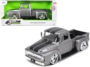 1956 F-100 Pickup Truck Gray Metallic with Black Stripes Just Trucks Series 1/24 Diecast Model Car by Jada 34308