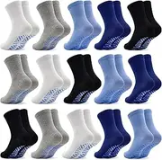 [SKIBEAUT] 15 Pairs Toddler Socks, Kids Gripper Socks Non Slip Boy Girls Crew Socks Toddlers Kid Anti Skid Socks for 1-10 Years