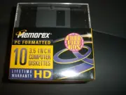 NEW NOS Memorex PC Formatted 10 HD 3.5 in Computer Diskettes