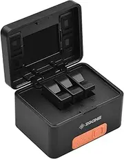 PS-G10 Sports Camera Battery Charger Wirel Charging Case 3-Slot Charging Box Built-in Large Capacity Battery with Type-C Input & Output USB-A Output Replacement for 10/9/8/7/6/5 Black One Size