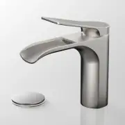 Waterfall Bathroom Sink Faucet, 1 Hole with 3 Hole Cover Plate, Brushed Nicke...