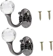 iplusmile 2Pcs Zinc Alloy Curtain Hooks Black Crystal Curtain Hangers for Home Lightweight and Accessories for Dressing Rooms Bathrooms and More