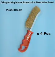 4 Pcs Steel WIRE BRUSH Plastic handle BRASS Color 24cm paint rust weld clear
