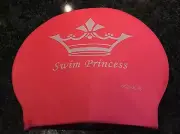 New in Bag AQUALIS Kids Junior PINK SWIM PRINCESS Latex Swim Cap - Swimming