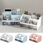 White/Blue/Pink Desktop Storage Box Plastic Sundries Organizer Makeup Brush