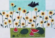 Sunflower Brick Cover Hand Painted Needlepoint Canvas