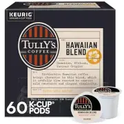 Tully's Coffee Hawaiian Blend Keurig Single Serve K-Cup Pods Medium Roast 60 ...