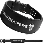 Gymreapers Leather Weightlifting Belt for Bodybuilding, Squatting, Lower Back Support & Back Pain - Real Leather, Neoprene Back Padding, Adjustable Buckle Sizing - Men Women