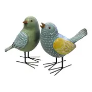 2pc Resin/Iron Birds Home/Room Tabletop Statue Decorative Figurine Blue/Yellow