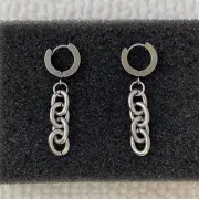 Stainless Steel Tassel Chain Dangle Drop Earrings for Men Women