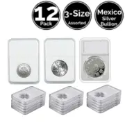 12 Pk 3 Size Assorted Slab Coin Snap Holder 4 Mexico 1/2 Oz 1 Oz Silver Libertad