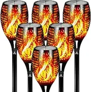 Otdair Solar Lights Outdoor Upgraded, 6 Pack 43" Waterproof Flickering Flames Solar Torch Lights, Solar Tiki Torches Dusk to Dawn Auto On/Off Decoration Lighting for Garden Patio Driveway Pathway