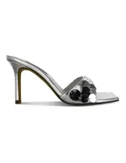 [Senso] Halo Mules in Silver Chrome