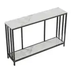 2-Tier White Marble Entryway Console Table Extra Long Foyer Buffet Couch Table O