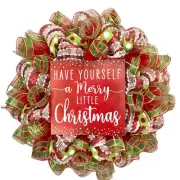 Have Yourself A Very Merry Christmas Handmade Deco Mesh Wreath