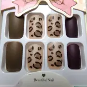 Beautiful NAILS GLUE ON Matte Leopard Brown Medium LENGTH