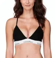 Calvin Klein Modern Cotton Lightly Lined Triangle Bralette Medium QF5650 Black