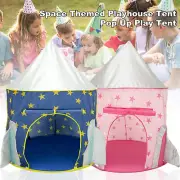 Rocket Ship Pop Up Kids Tent Foldable Space Themed Playhouse Tent Portable ◇