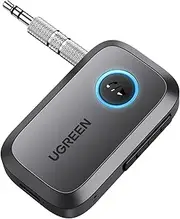 UGREEN Aux to Bluetooth Receiver 5.3 Adapter Built-in Mic 15H Playtime Handsfree Call Dual Device Connection for Car Home Stereo Speaker Amplifier