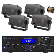 Pyle PDA9HBU 2-Channel Home Audio Bluetooth Receiver, 4x 3.5" 200W Speaker,Wire