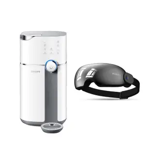 【Philips 飛利浦】雙效UV-C滅菌RO濾淨瞬熱飲水機+眼部按摩器(ADD6910+PPM2701BK)