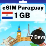 eSIM Paraguay - 1 GB - 7 Days - Travel eSIM | QR code activation