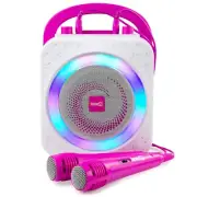 RockJam 10 Watt Rechargeable Bluetooth Karaoke Machine with Two Mics Pink