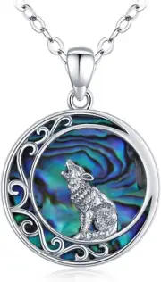 Animal Necklace Sterling Silver Turtle/Wolf/Phoenix/Cat Necklace for Women Opal