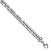 7 Inch Sterling Silver Polished Cz 2 Strand Bracelet