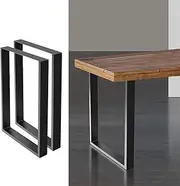 Artiss 2 x Iron Table Legs 71cm Height 200kg Weight Retangular Support Metal Feet DIY for Dining Coffee Tables Bench Industrial Box Shape Pre-drilled Holes Bonus Nonslip Pad - Black (50cm Base Length)