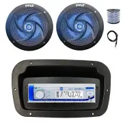 Dual Marine Radio, Spa Bezel,Adapter, Antenna,Wire, 2x 4" 100W LED Black Speaker