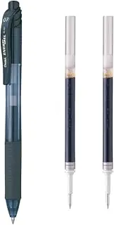Pentel Energel-X Retractable Liquid Gel Pen 0.7mm Black Ink + 2 Black Ink Refills (YBL107-A2R)
