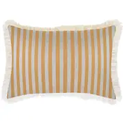 Cushion Cover-Coastal Fringe-Candy Stripe Mustard-35cm x 50cm