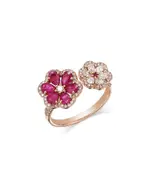 Bloomingdale's Fine Collection Ruby & Diamond Flower Cuff Ring in 14K Rose Gold