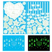 Snowflake Window Stickers Christmas Window Clings Glow in the Dark for Home Christmas Party -Heart