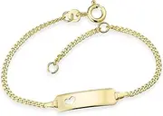 [MATERIA by Matthias Wagner] Materia by Matthias GA-7 Children's Bracelet Engraving Plate with Heart for Name Engraving Made of 333 Real Gold 12 cm 14 cm Christening Gift