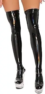 Maeau - Catsuit Women Black Leather Jumpsuit Patent Leather Leotard Bodysuit Lingerie Wet Look Nightclub Dresses Red Club Skirt Shiny High Stockings for Pole Dance Party Halloween