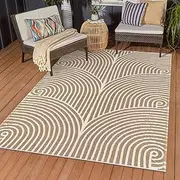 Tiffasea Modern Area Rug 4'x6' Outdoor Rug, Washable Indoor Outdoor Rug Tan Cotton Woven Living Room Rugs, Reversible Bedroom Rug Floor Carpet Entryway Rugs Patio Rug for Porch Front Door