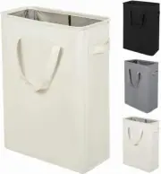 Slim Laundry Hamper with Handles Thin Laundry Bin Collapsable Dirty Clothes B...