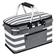 Insulated Picnic Basket,Leak-Proof Collapsible Cooler Bag,26L Grocery Basket