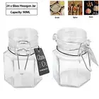 24 x Glass Clip Jars Hexagon 90ml Spice Herb Seasoning Condiment Storage Bottles