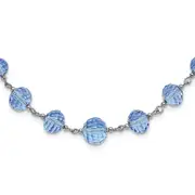 Fashion 1928 Silver-Tone Light Blue Glass Faceted Graduated Bead 16 Inch Necklace With 3 Extension