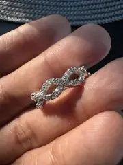 Fine stamped 10k White gold Love Infinity Set Size 7 Ring