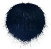 uxcell 1-Pack Faux Fur Pom Poms, 1.2 Inch/ 4.7 cm Soft Fluffy Pompoms Balls with Elastic Loop for Hats/Bags/Keychains/Knitting Accessories/DIY Crafts [Navy Blue]
