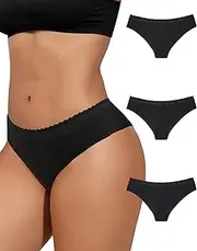 [Levao] Underwear Women's Cotton Hipsters Soft Breathable Comfortable Briefs Lace Panties Pack of 3 6
